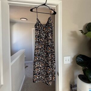 Urban Outfitters Black and Orange Floral Midi Dress